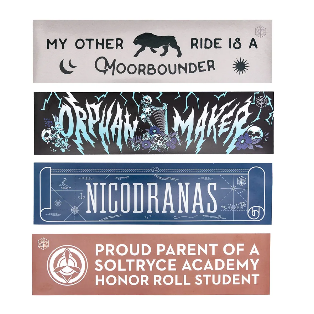 Critical Role Decals And Stickers>Mighty Nein Bumper Sticker 4-Pack Set